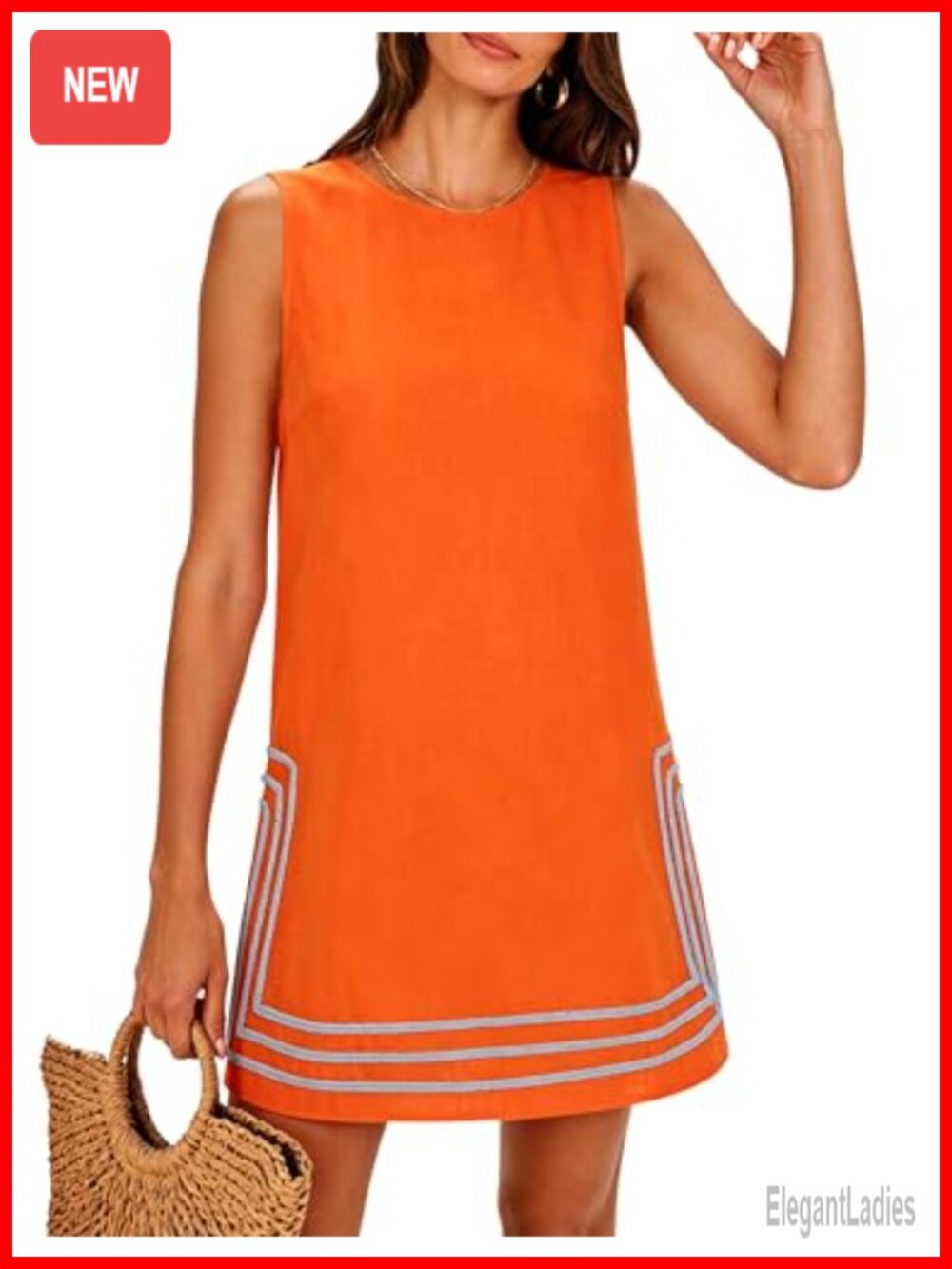 Women's Sleeveless A-Line Mini Sundress with Keyhole Back for Beach Vacation